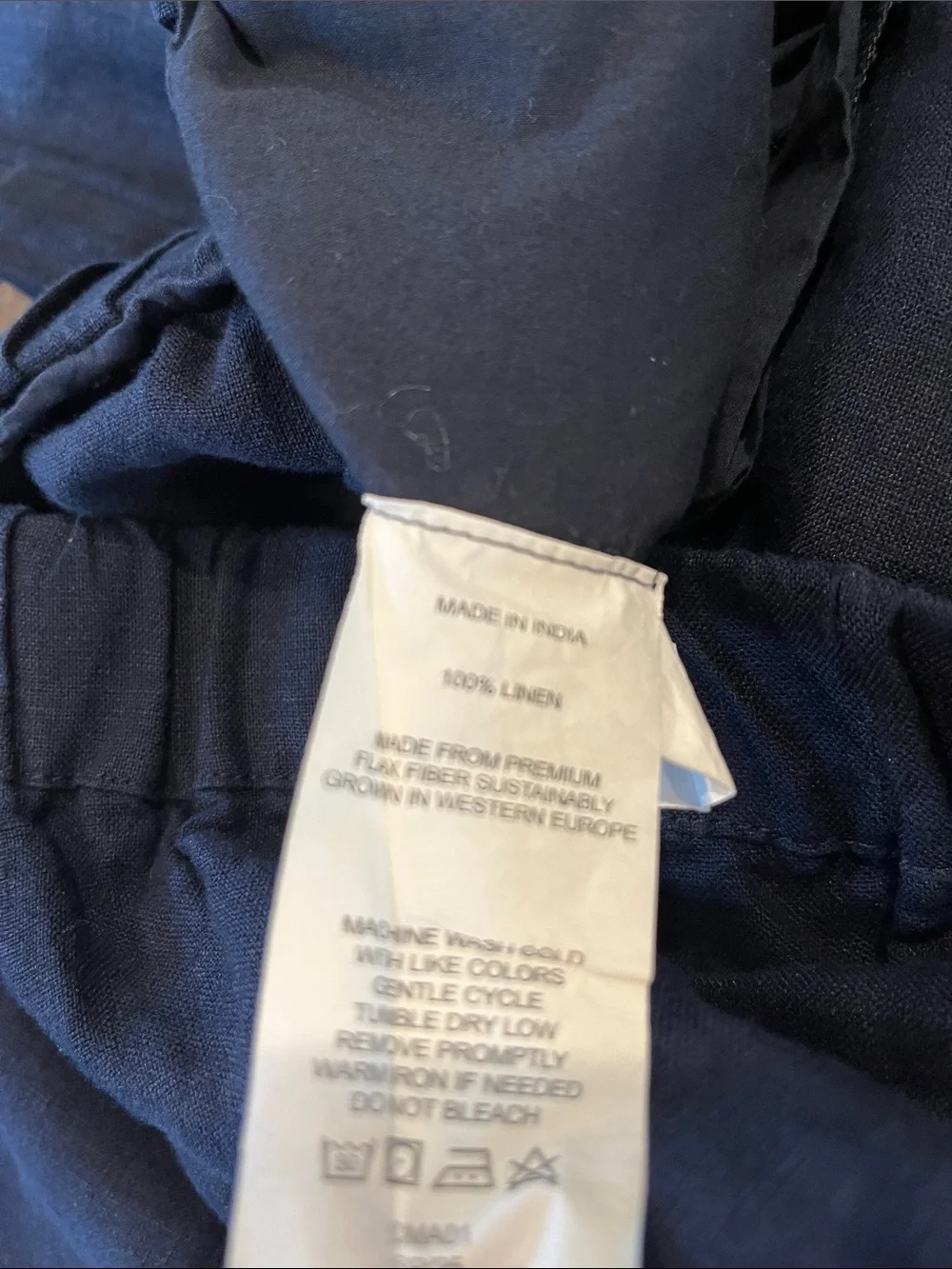 Quince 100% European Linen Pants with Pockets Relaxed Fit size M Deep Navy